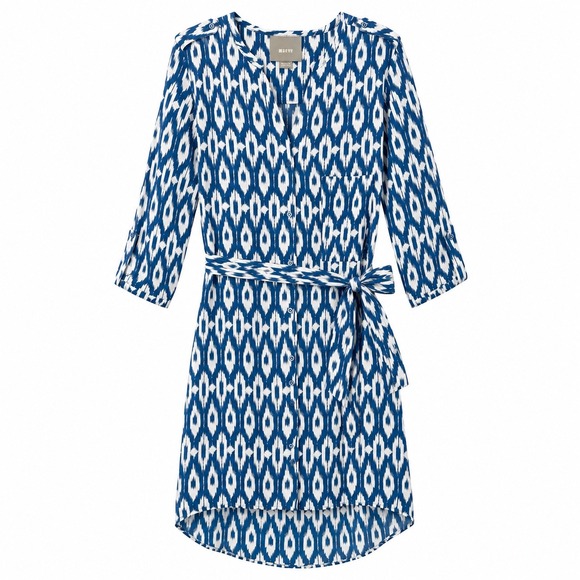 Anthropologie Dresses & Skirts - Maeve Anthropologie Dress Size Medium Blue White Ikat Tie Waist Mini